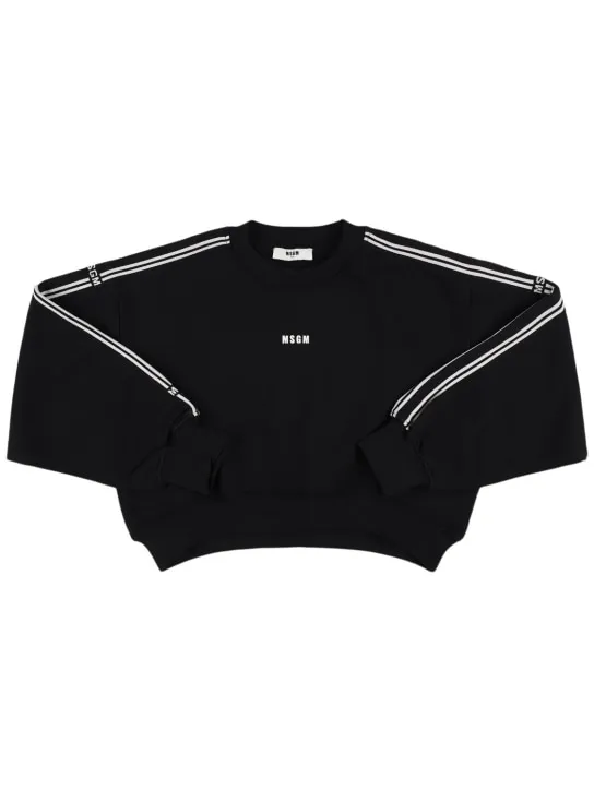 MSGM   Logo cropped cotton sweatshirt 