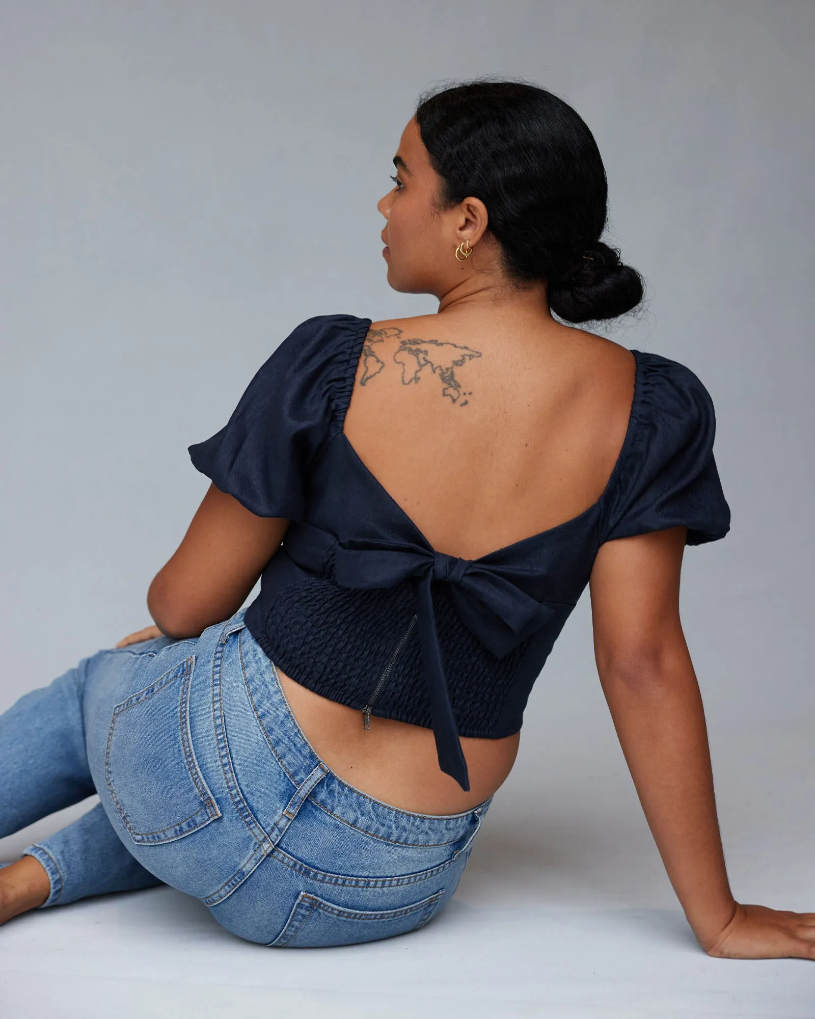 Muse Linen Top - Navy