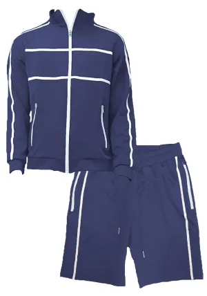 Navy Blue Jordan Track Jacket Short Set