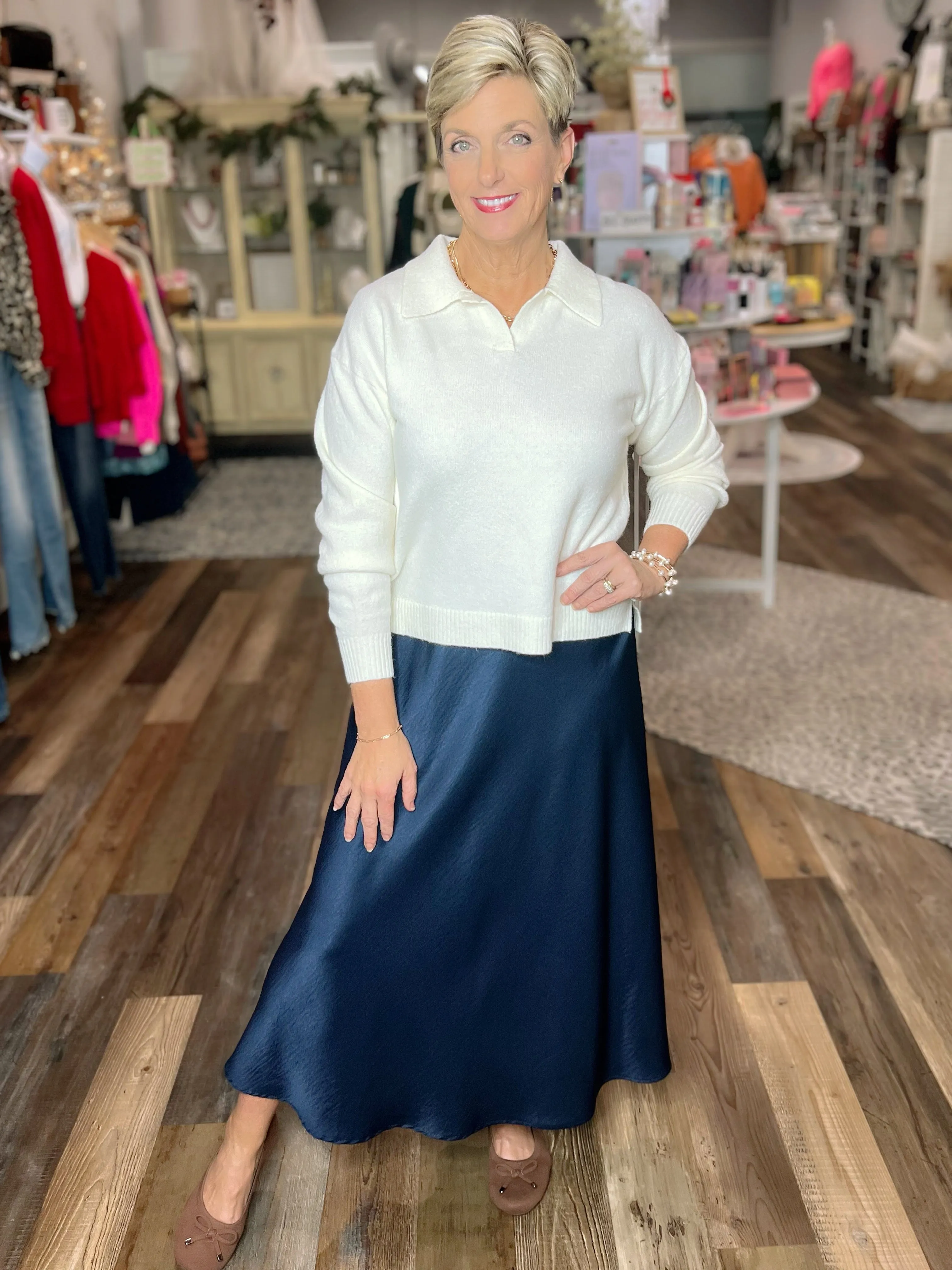 Navy Midi Skirt