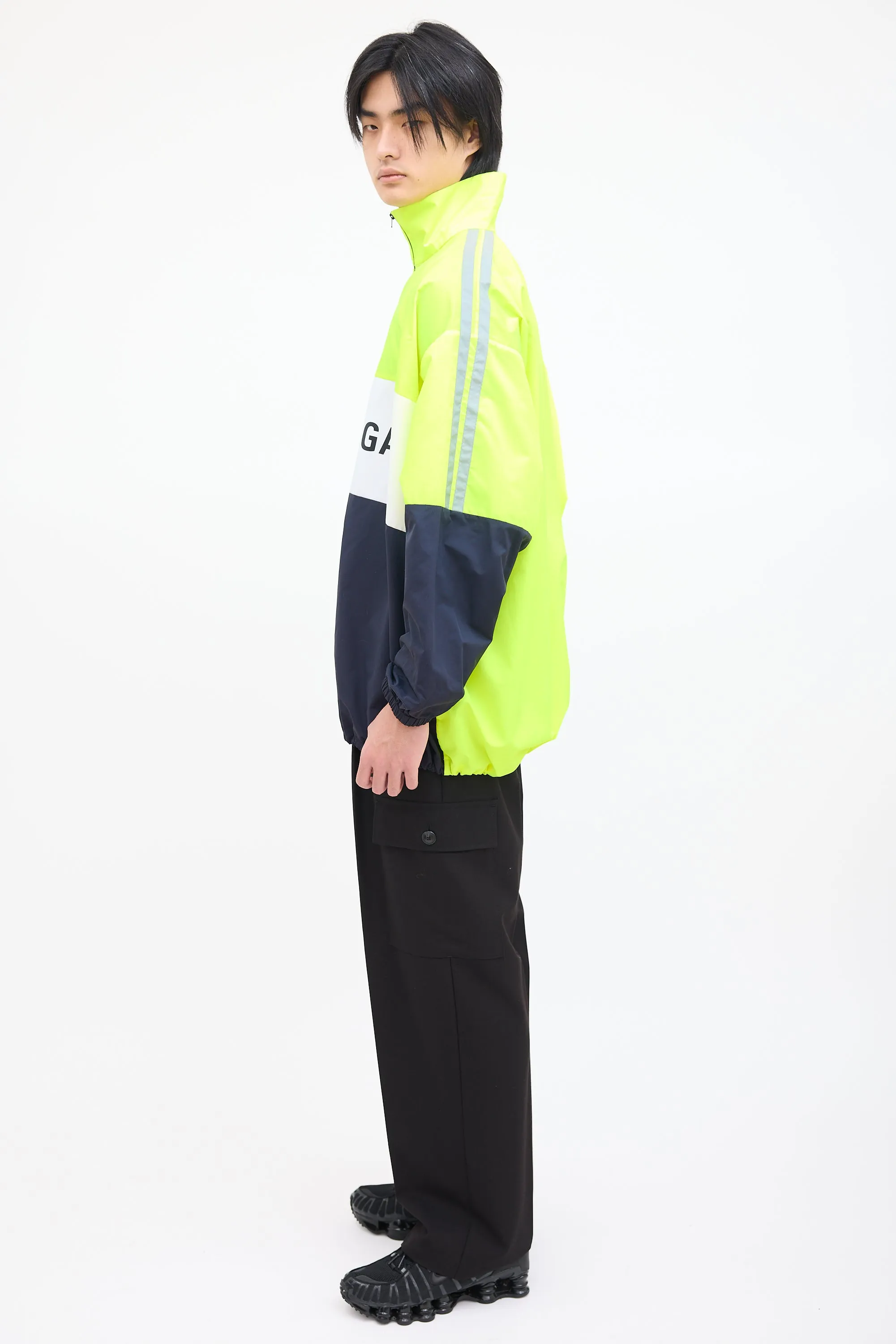 Neon Yellow & Black Nylon Track Jacket