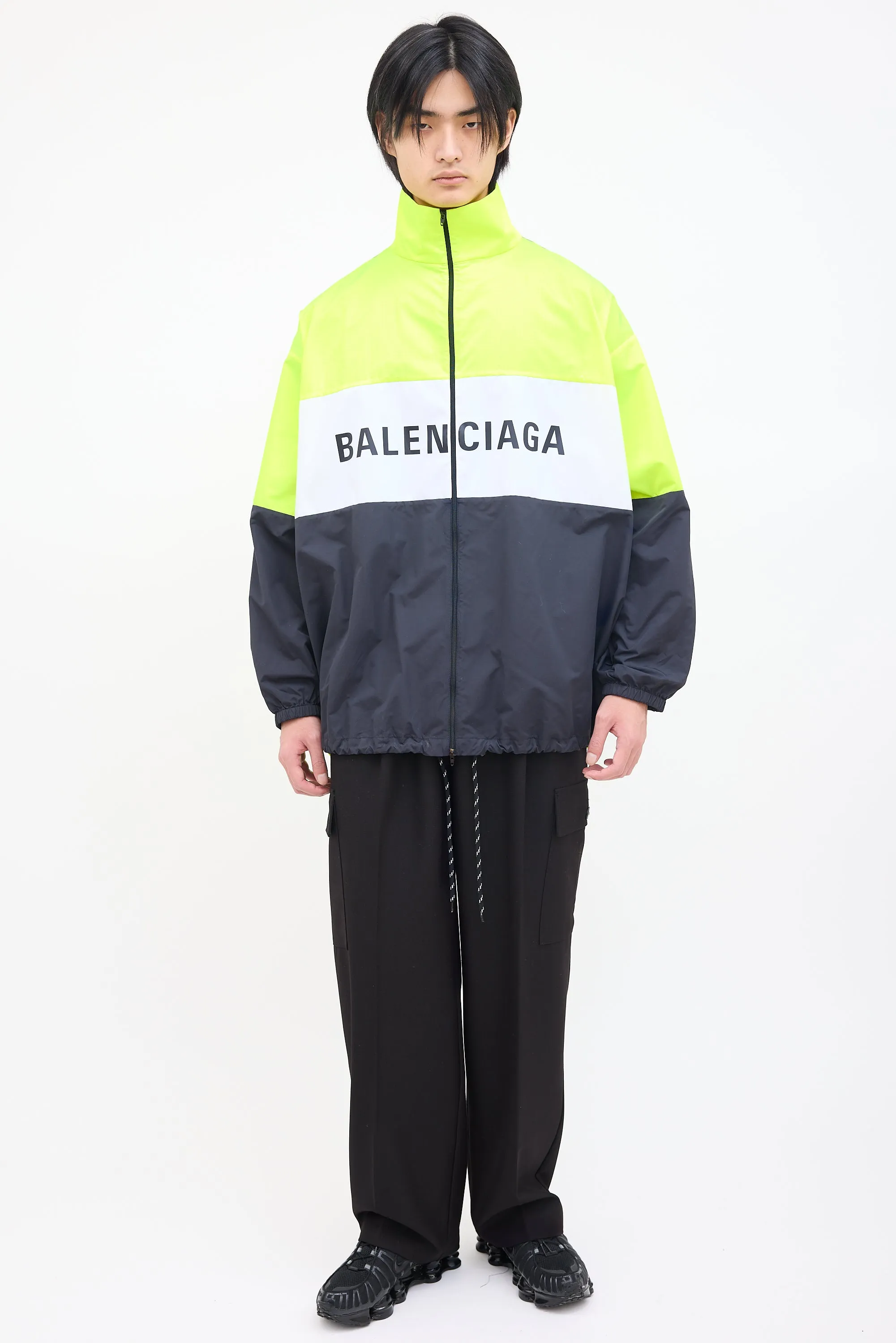 Neon Yellow & Black Nylon Track Jacket