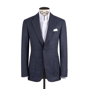 Notch Lapel Jacket in Airforce Blue Wool Cashmere