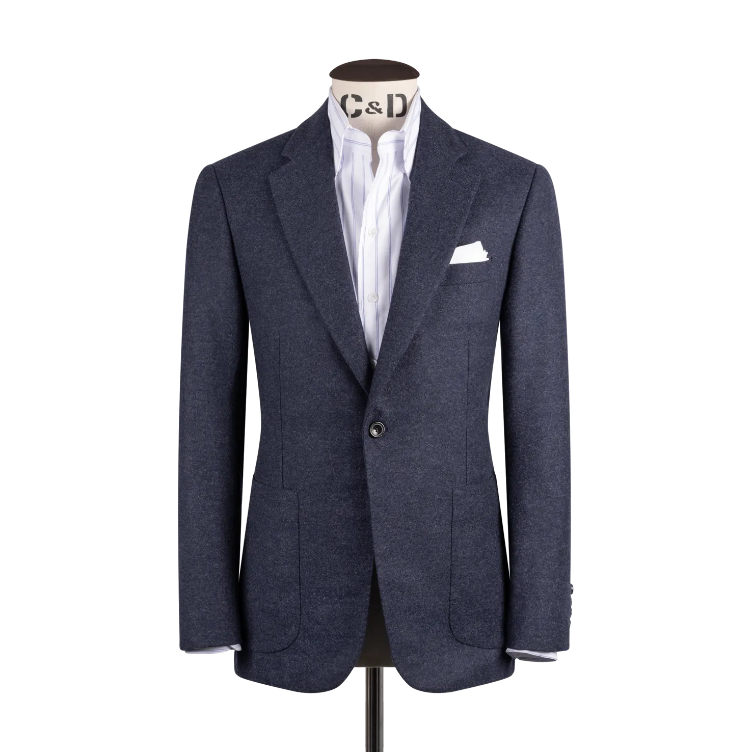 Notch Lapel Jacket in Airforce Blue Wool Cashmere