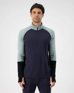 Olympus Merino Base Layer 1/2 Zip Long Sleeve - Dew / 9 Iron / Black