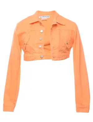 Orange Cropped Denim Jacket - S