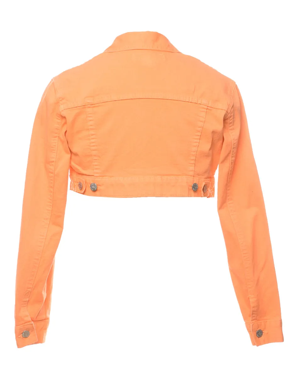 Orange Cropped Denim Jacket - S