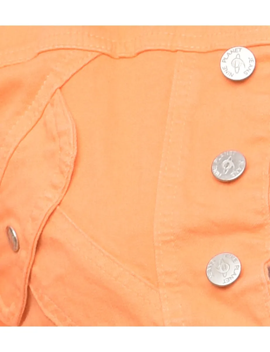 Orange Cropped Denim Jacket - S