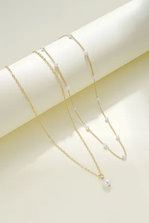 Pearl Tassel Pendant Double Layer Necklace