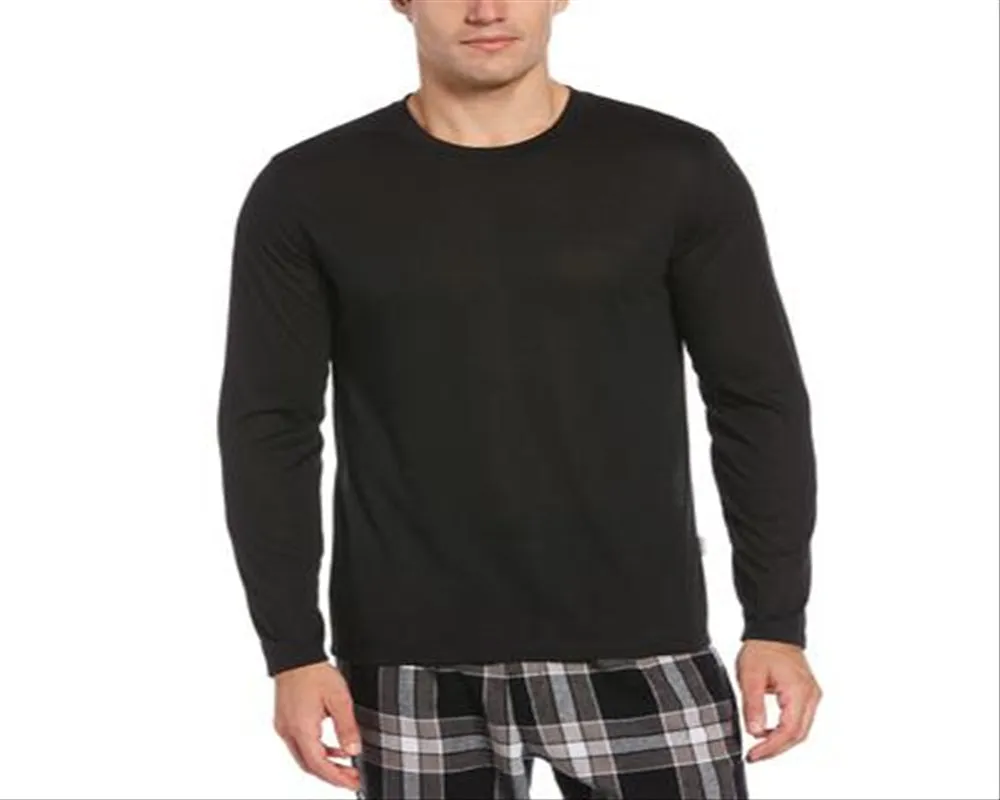 Perry Ellis Men's Jersey Long-Sleeve Pajama T-Shirt Black Size Small