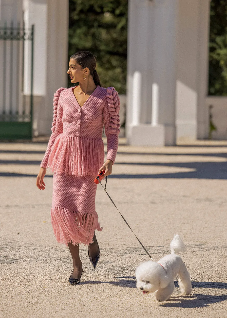 PINK CARDIGAN WITH FRINGES