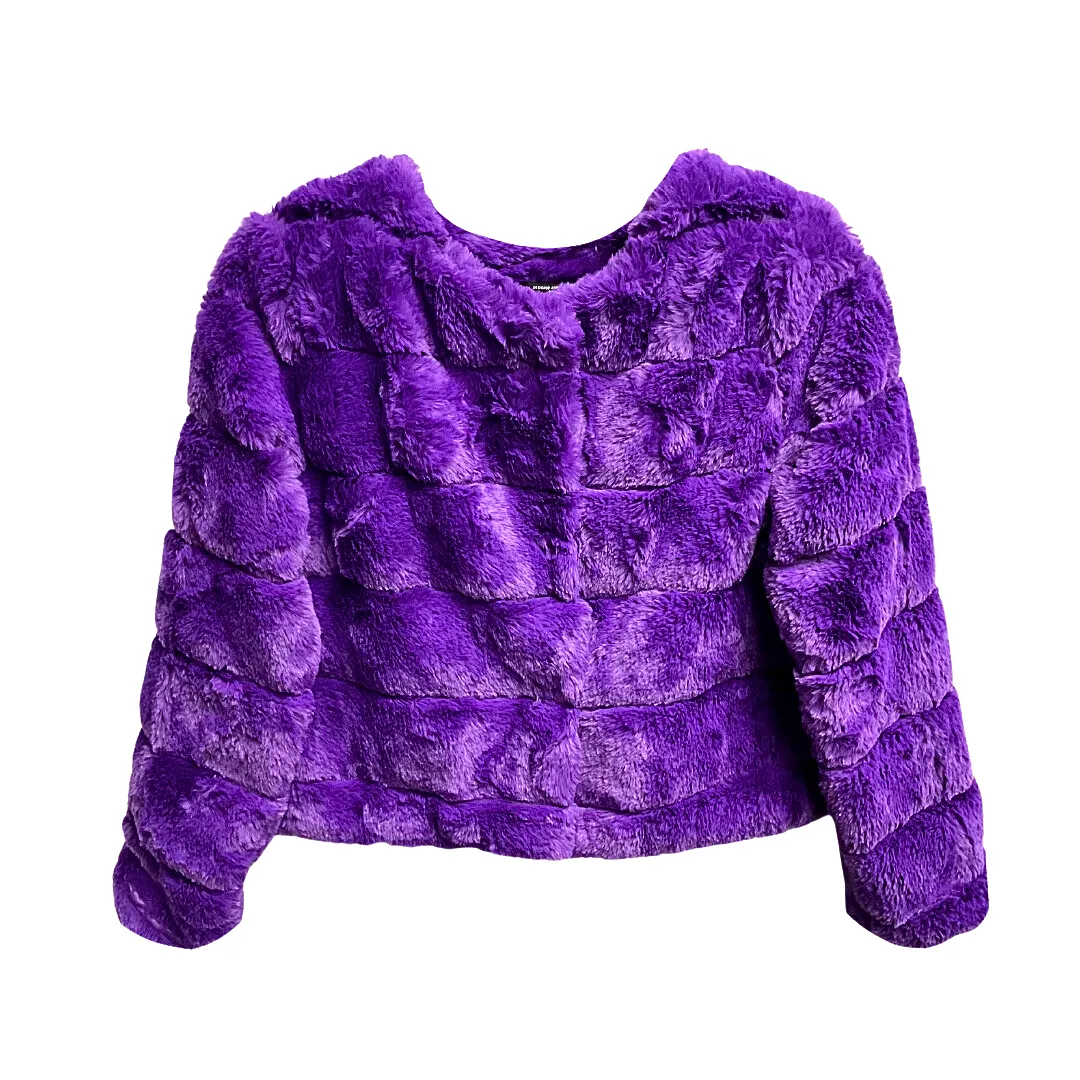 Purple Faux Fur Cropped Jacket (Each)