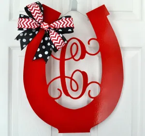 Red Kentucky Derby Party Monogram Door Hanger | LOTS of colors!