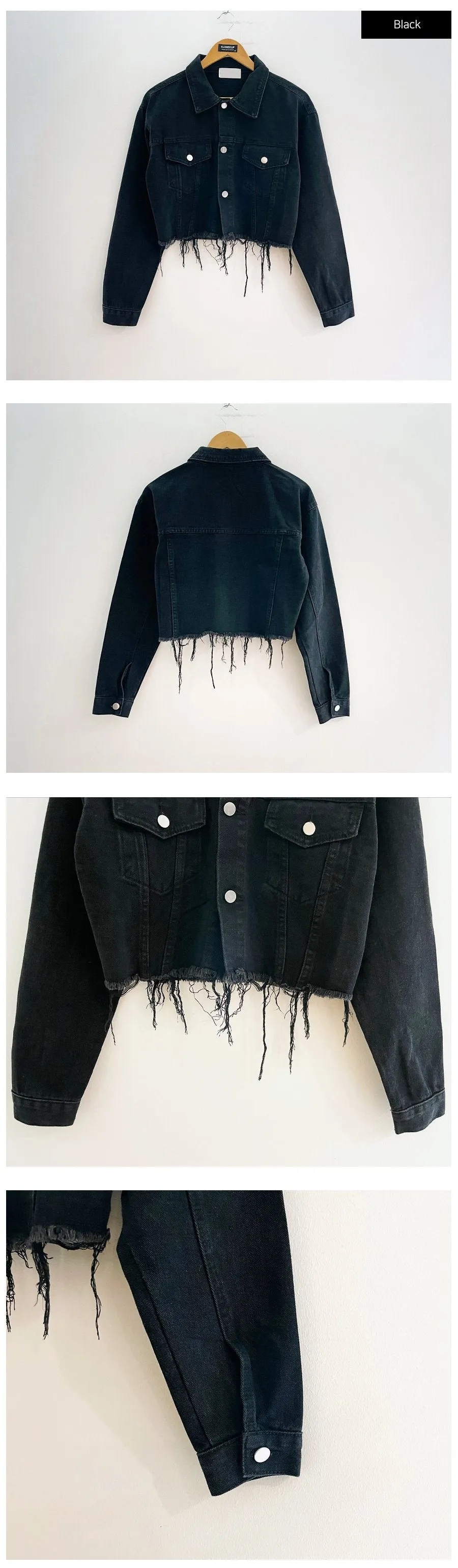 Ripped Hem Cropped Jacket F14