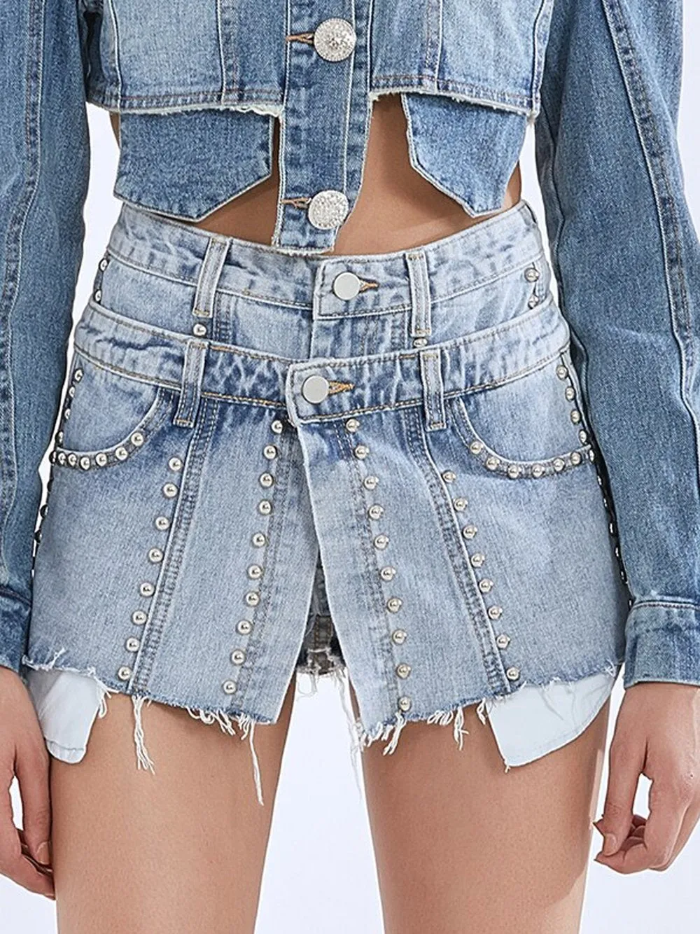 Rivet Tassel Denim Shorts