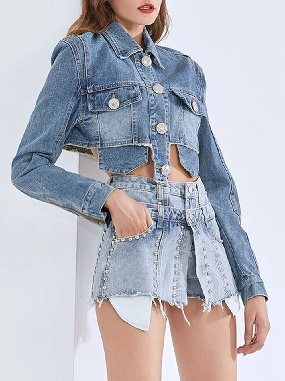 Rivet Tassel Denim Shorts