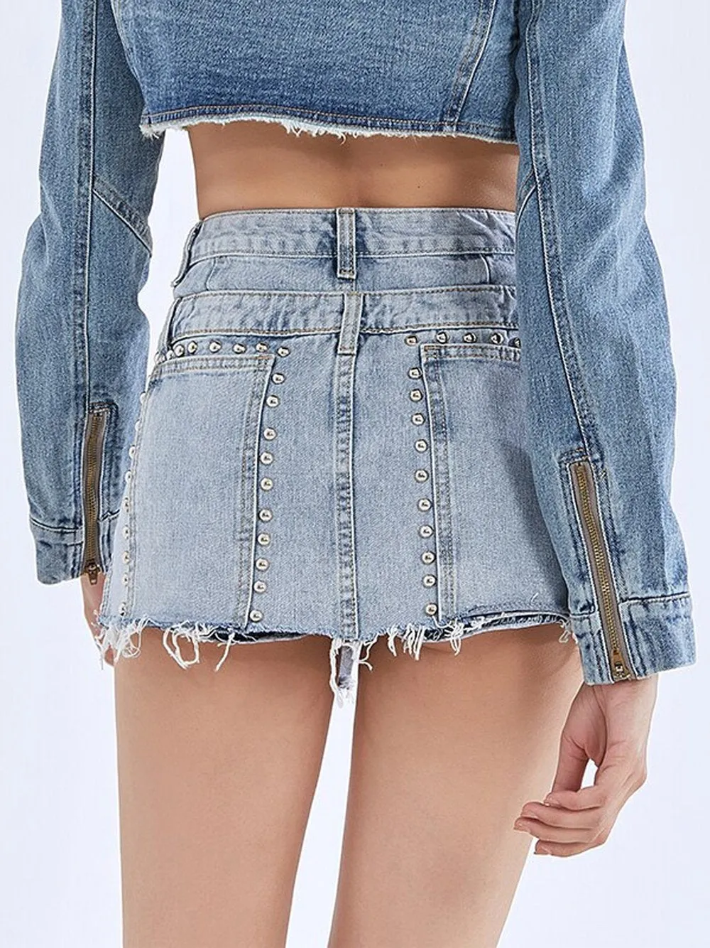 Rivet Tassel Denim Shorts