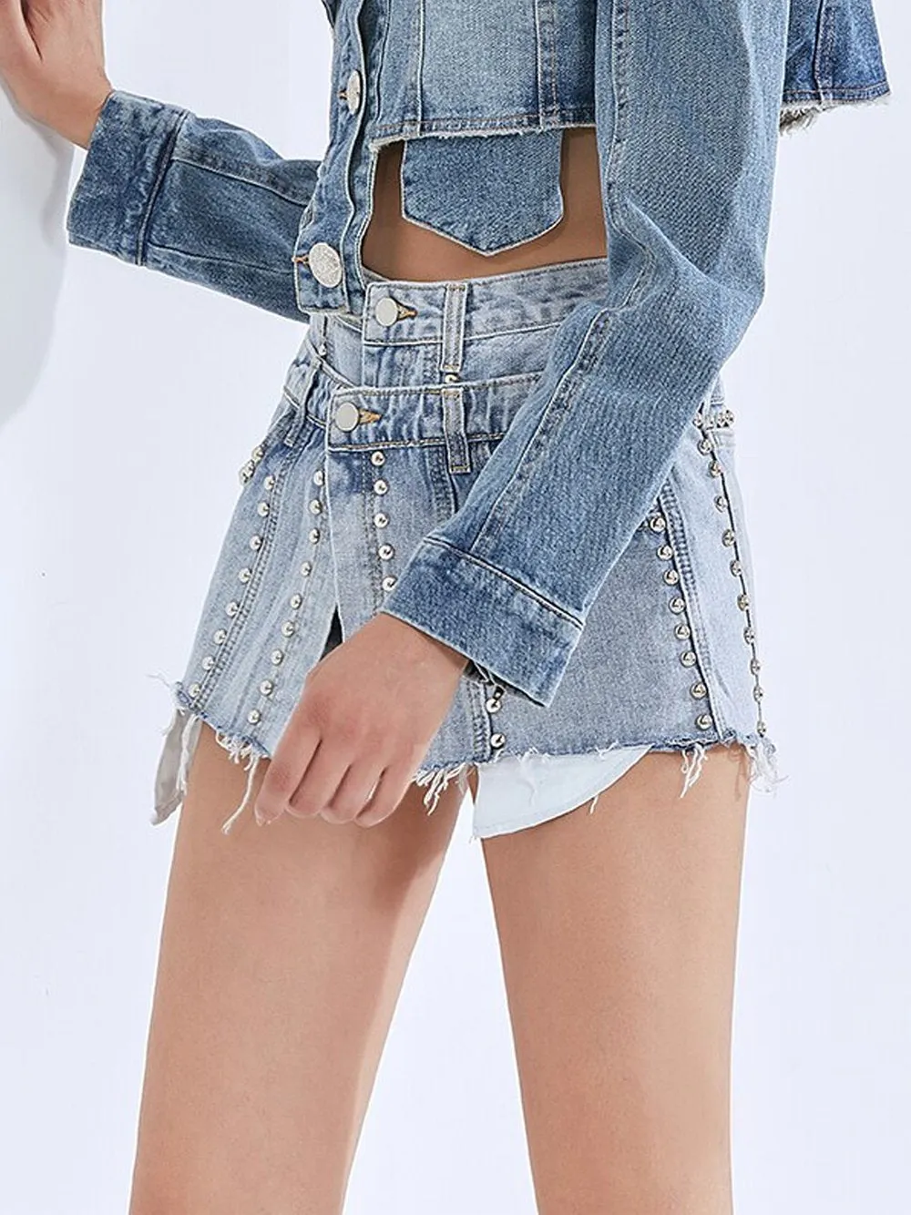 Rivet Tassel Denim Shorts