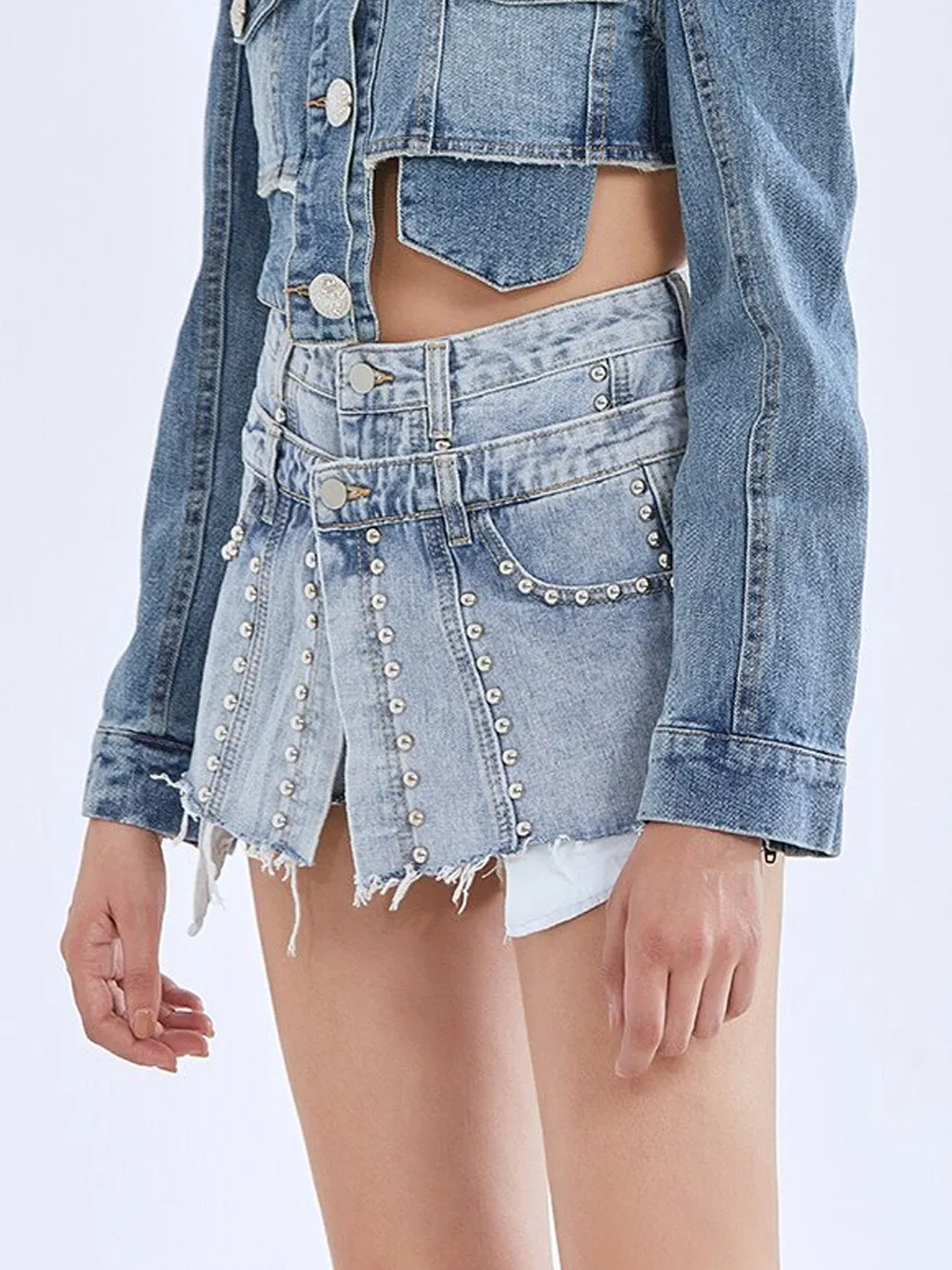 Rivet Tassel Denim Shorts