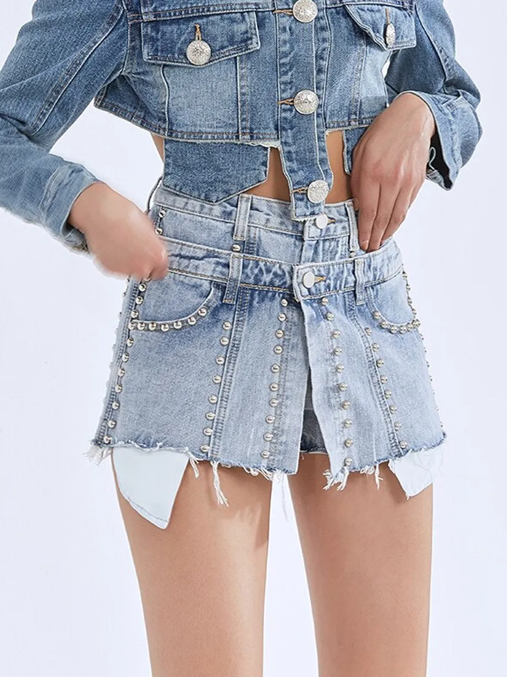 Rivet Tassel Denim Shorts