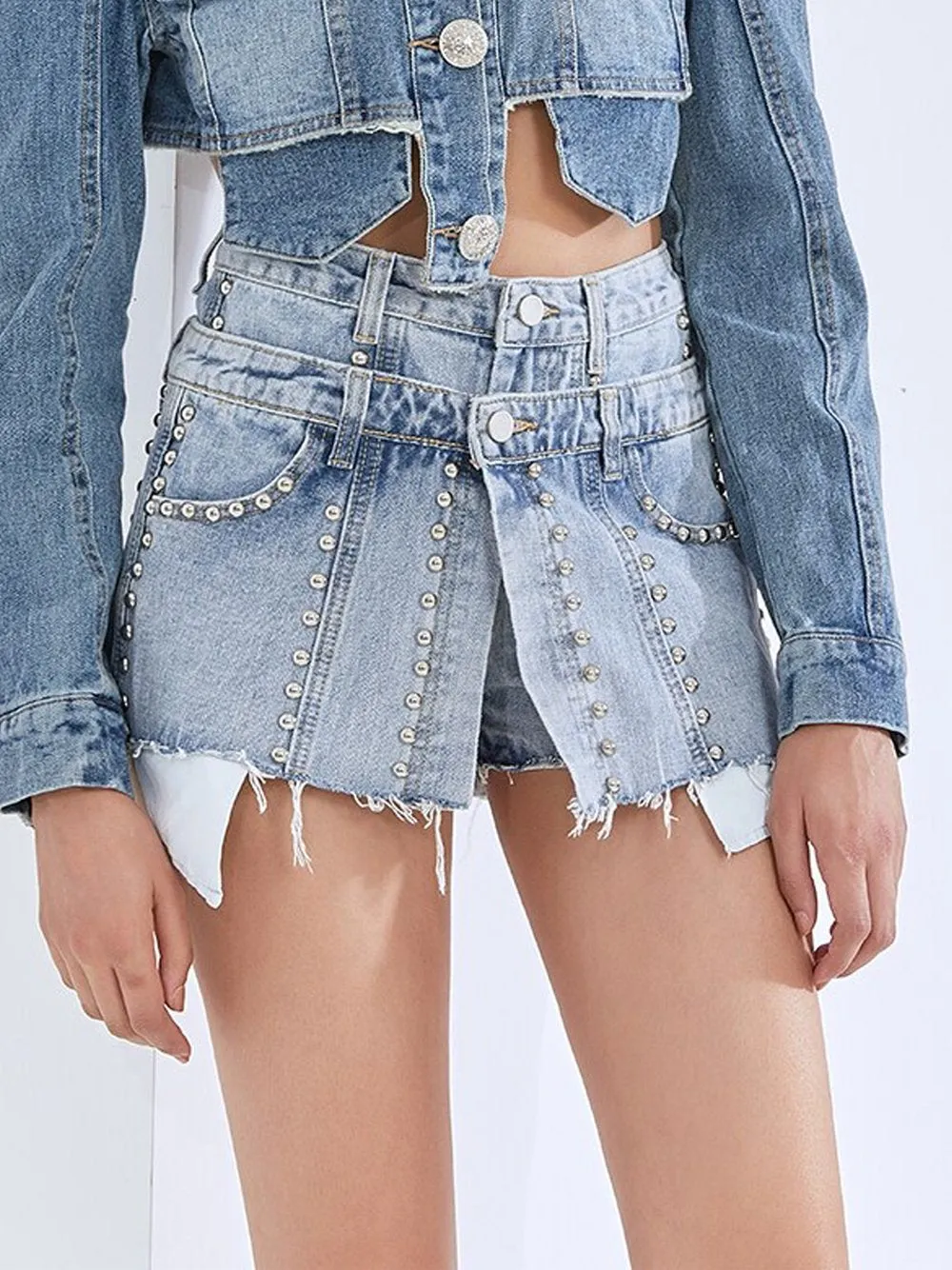 Rivet Tassel Denim Shorts