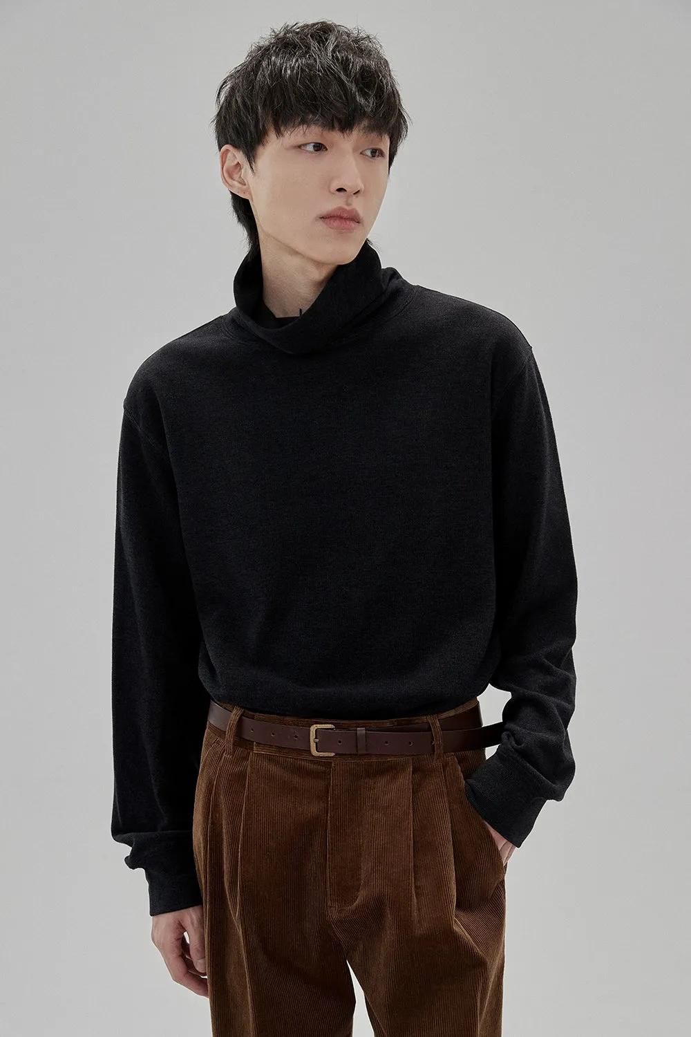 Ruched Turtleneck Oversized Long Sleeve Base Layer