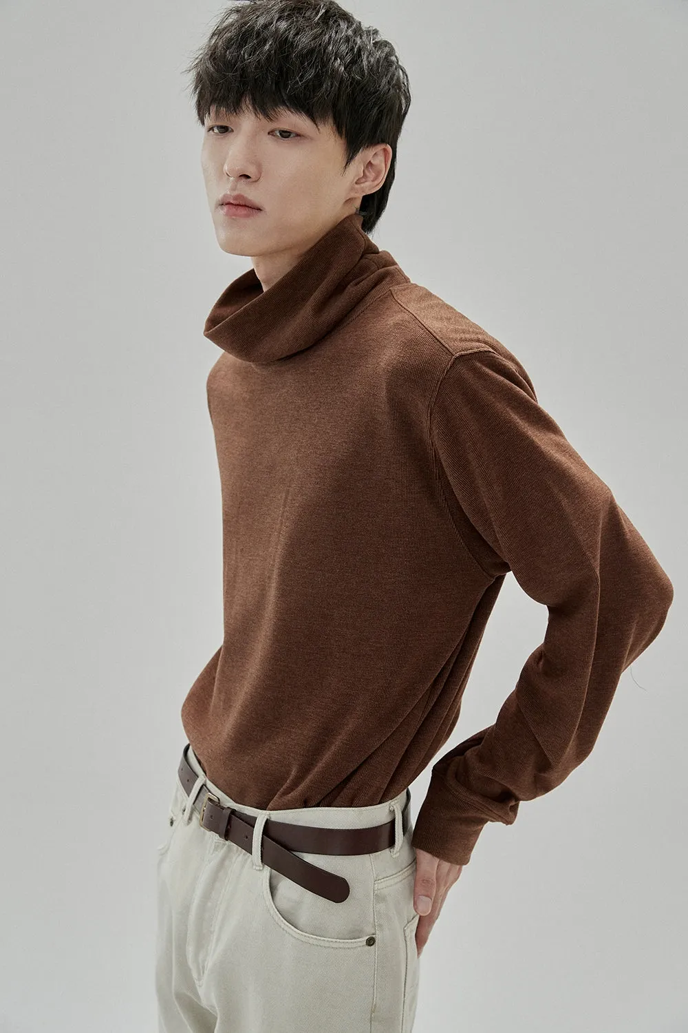 Ruched Turtleneck Oversized Long Sleeve Base Layer