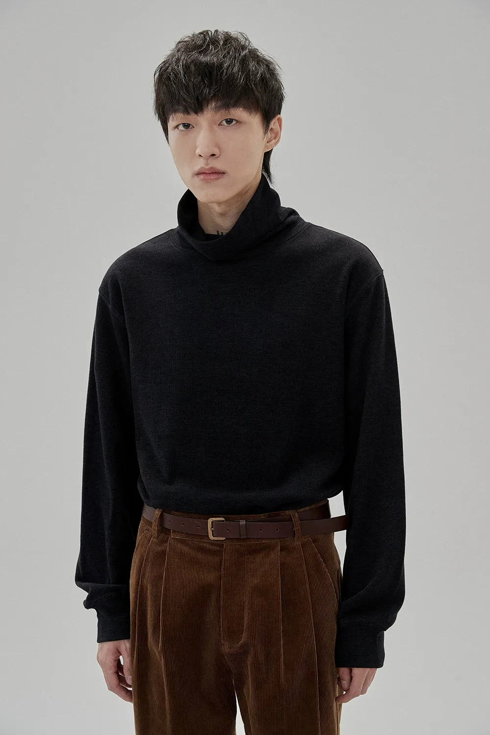 Ruched Turtleneck Oversized Long Sleeve Base Layer