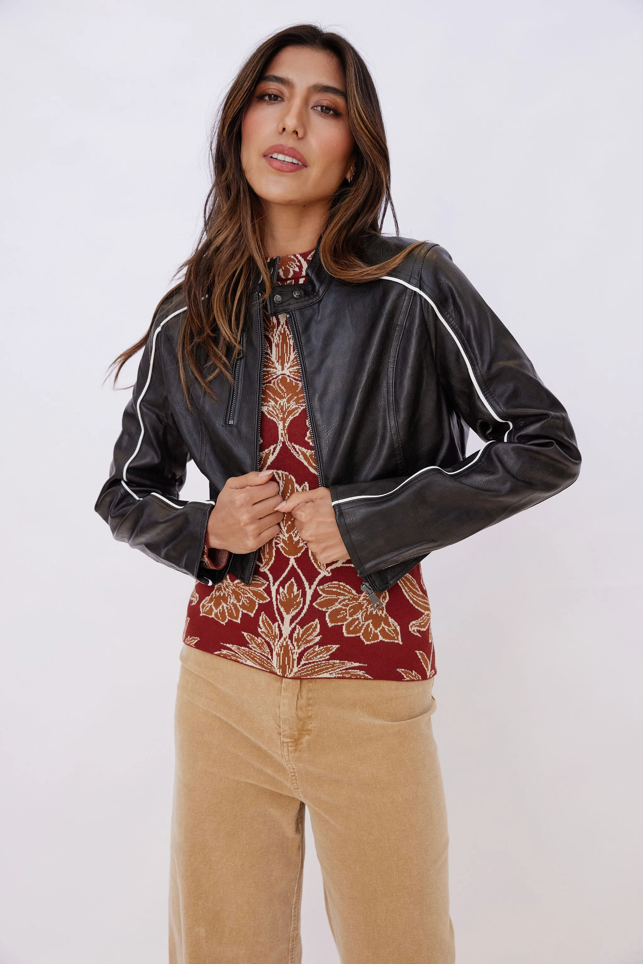 SALE - Louie Faux Leather Track Jacket