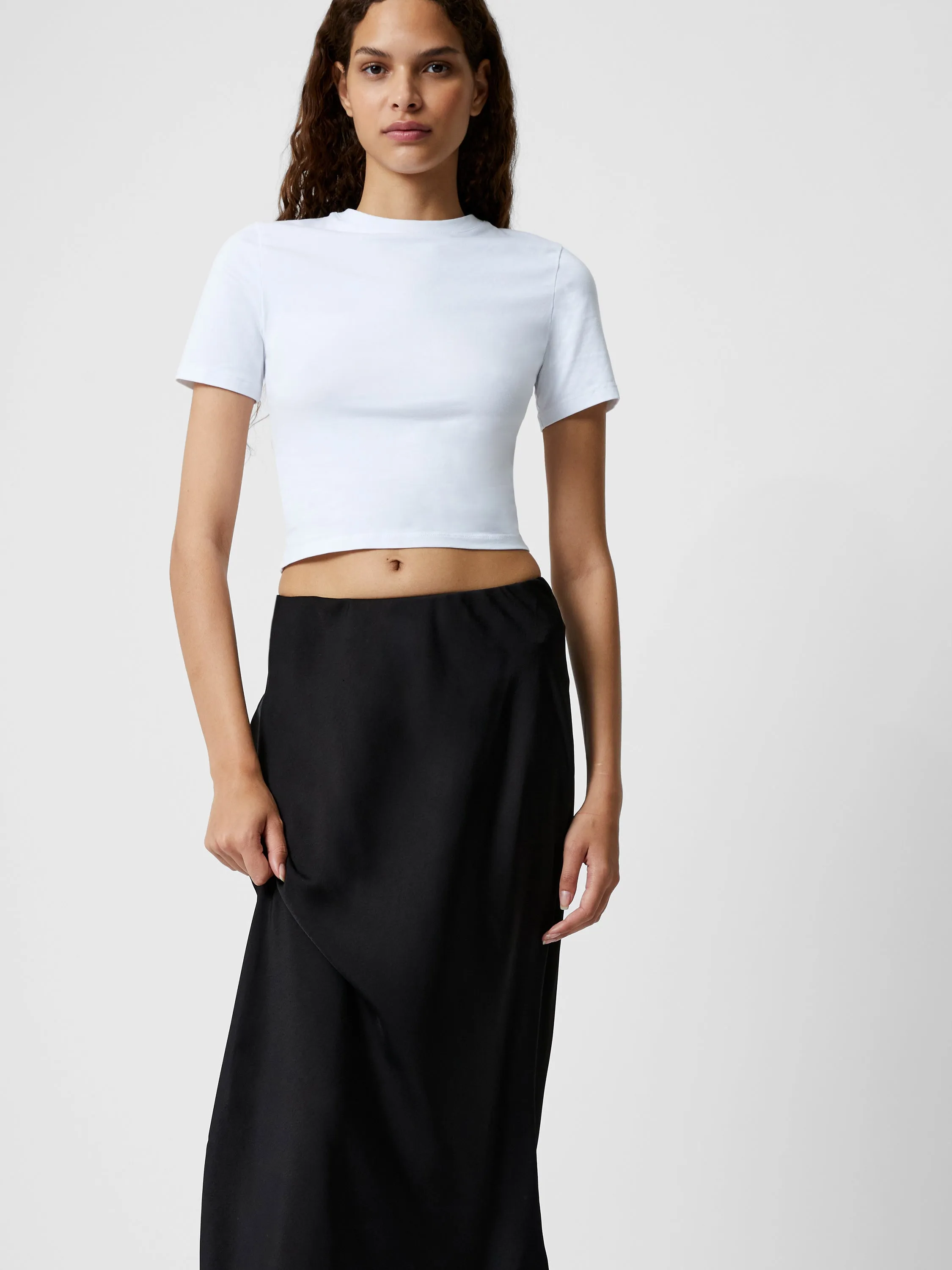 Satin Slip Midi Skirt