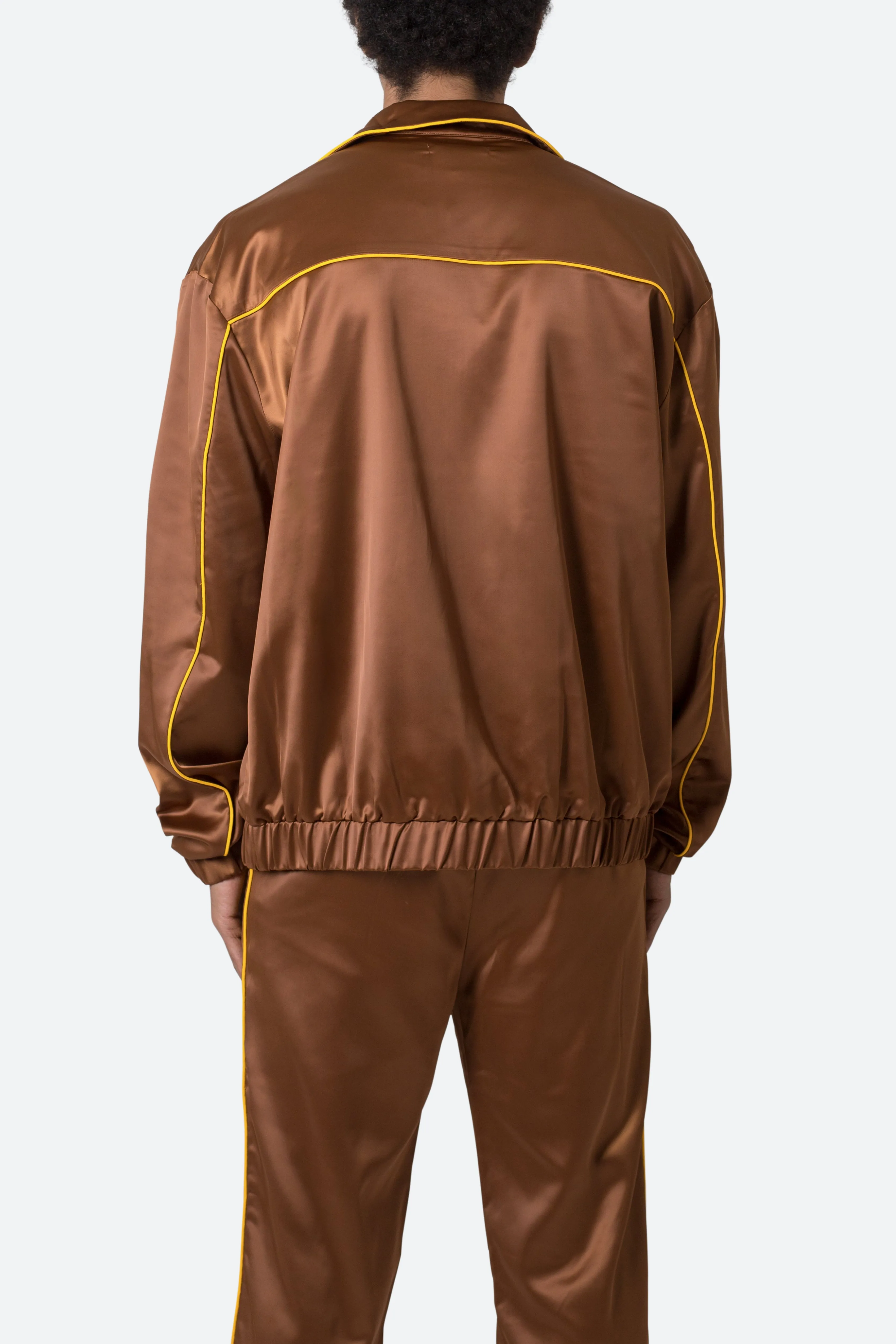 Satin Track Jacket - Brown