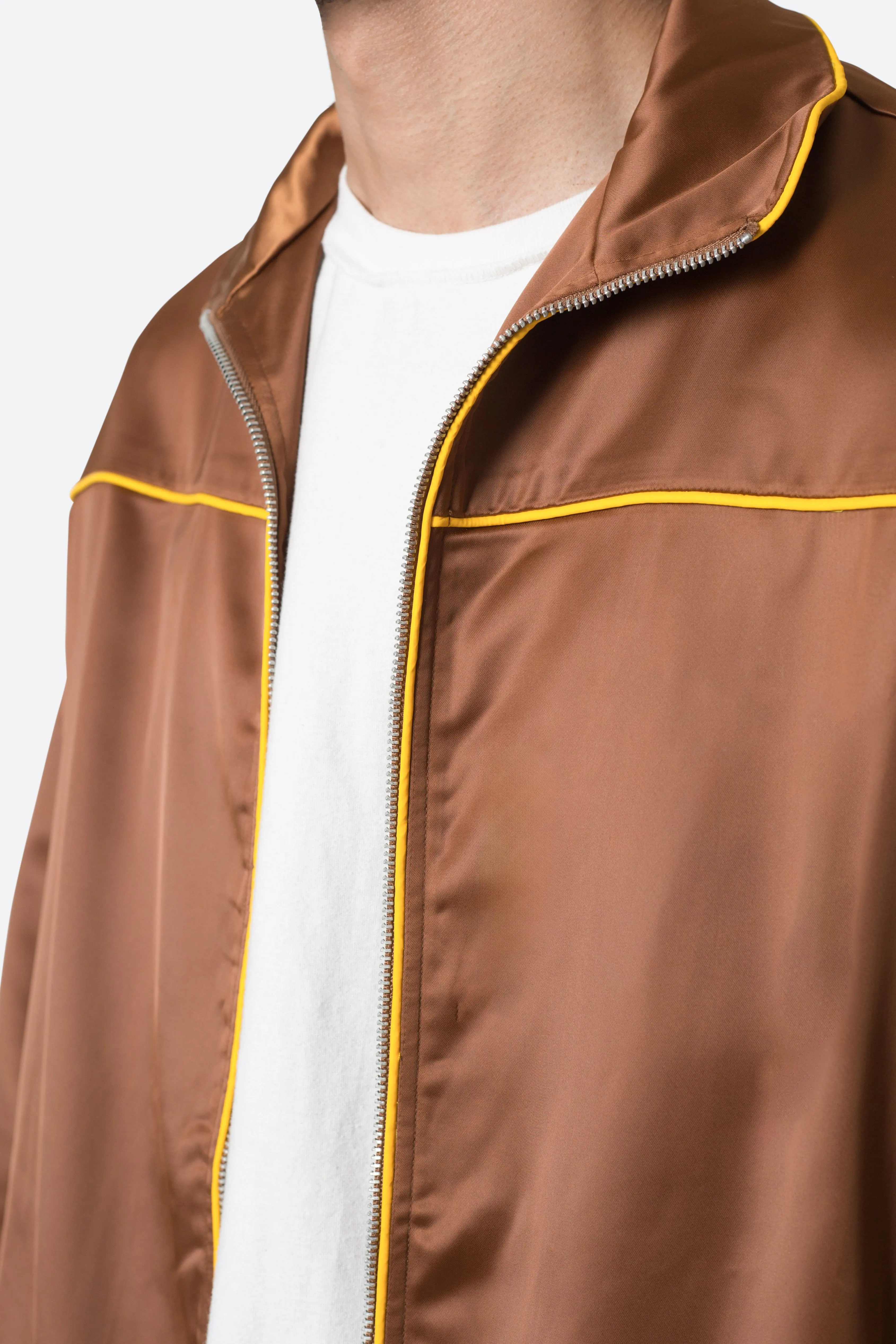 Satin Track Jacket - Brown