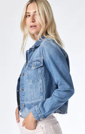 SIENNA CROP JACKET IN MID DENIM