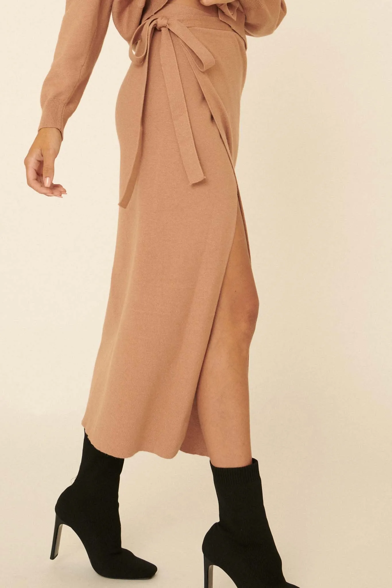 Simply Chic Wrap Midi Sweater Skirt