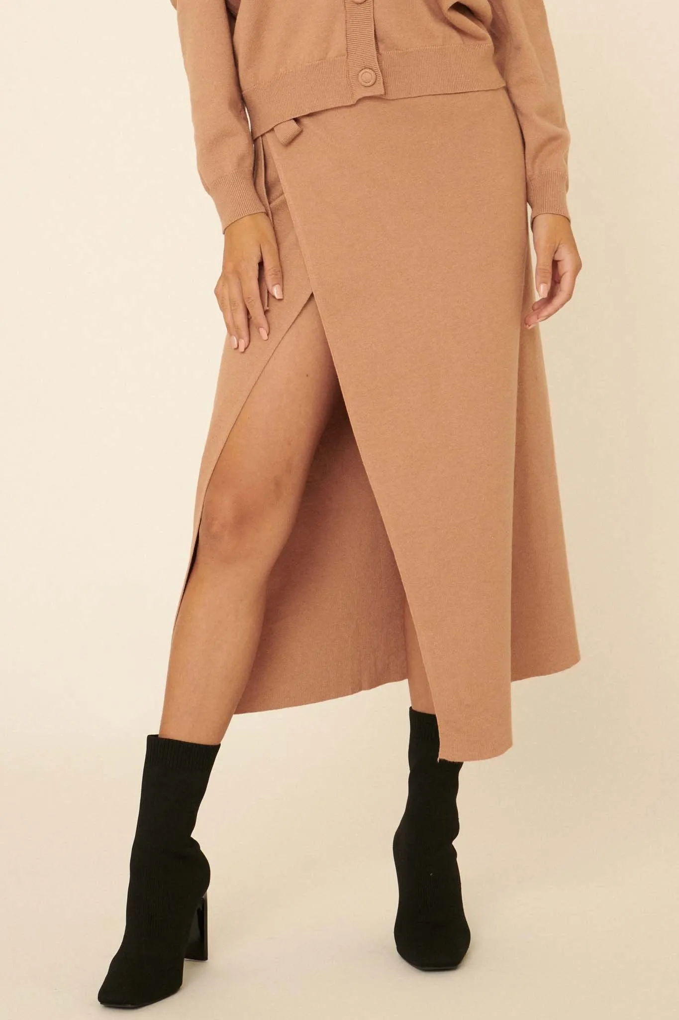 Simply Chic Wrap Midi Sweater Skirt