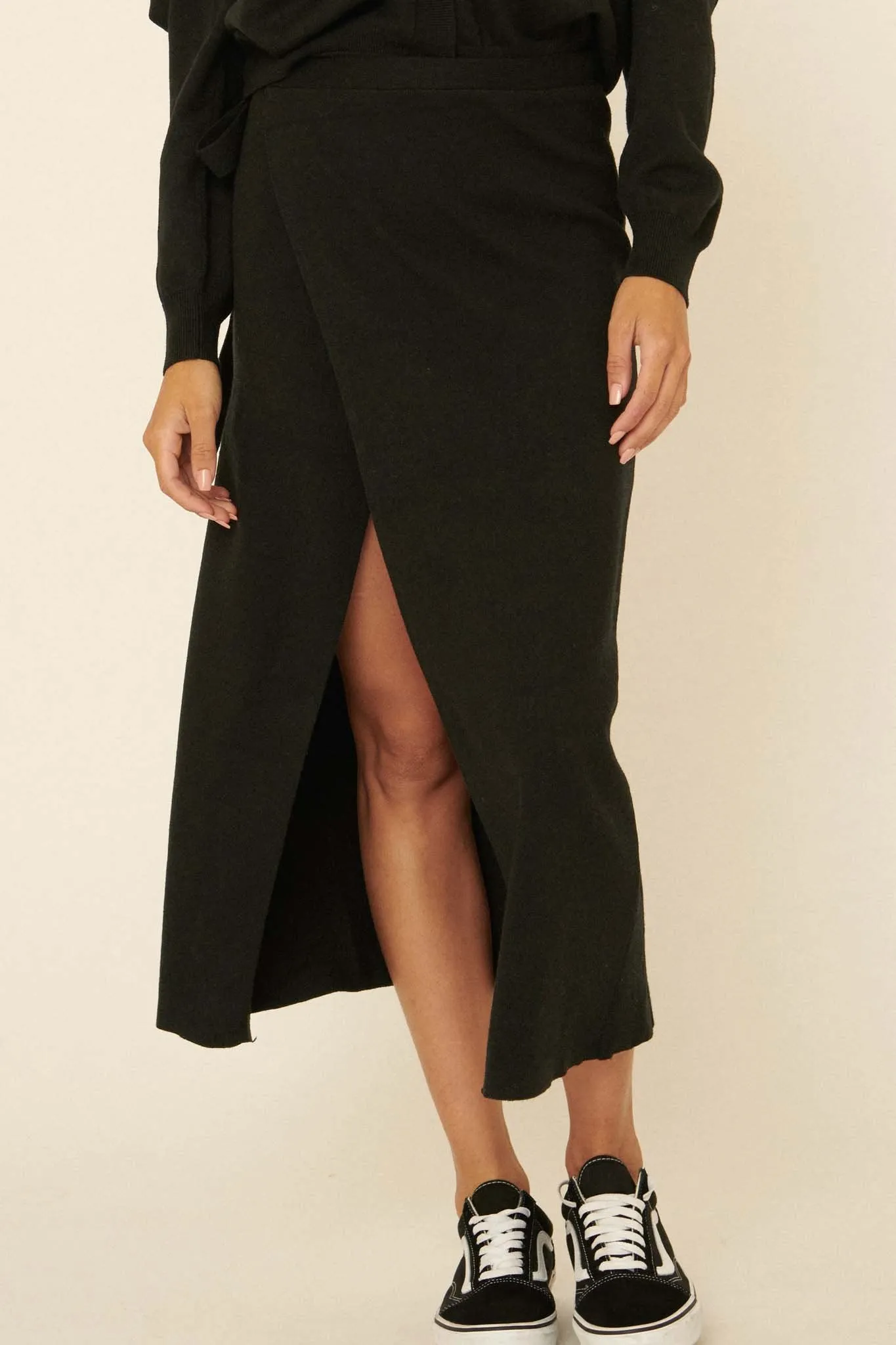 Simply Chic Wrap Midi Sweater Skirt