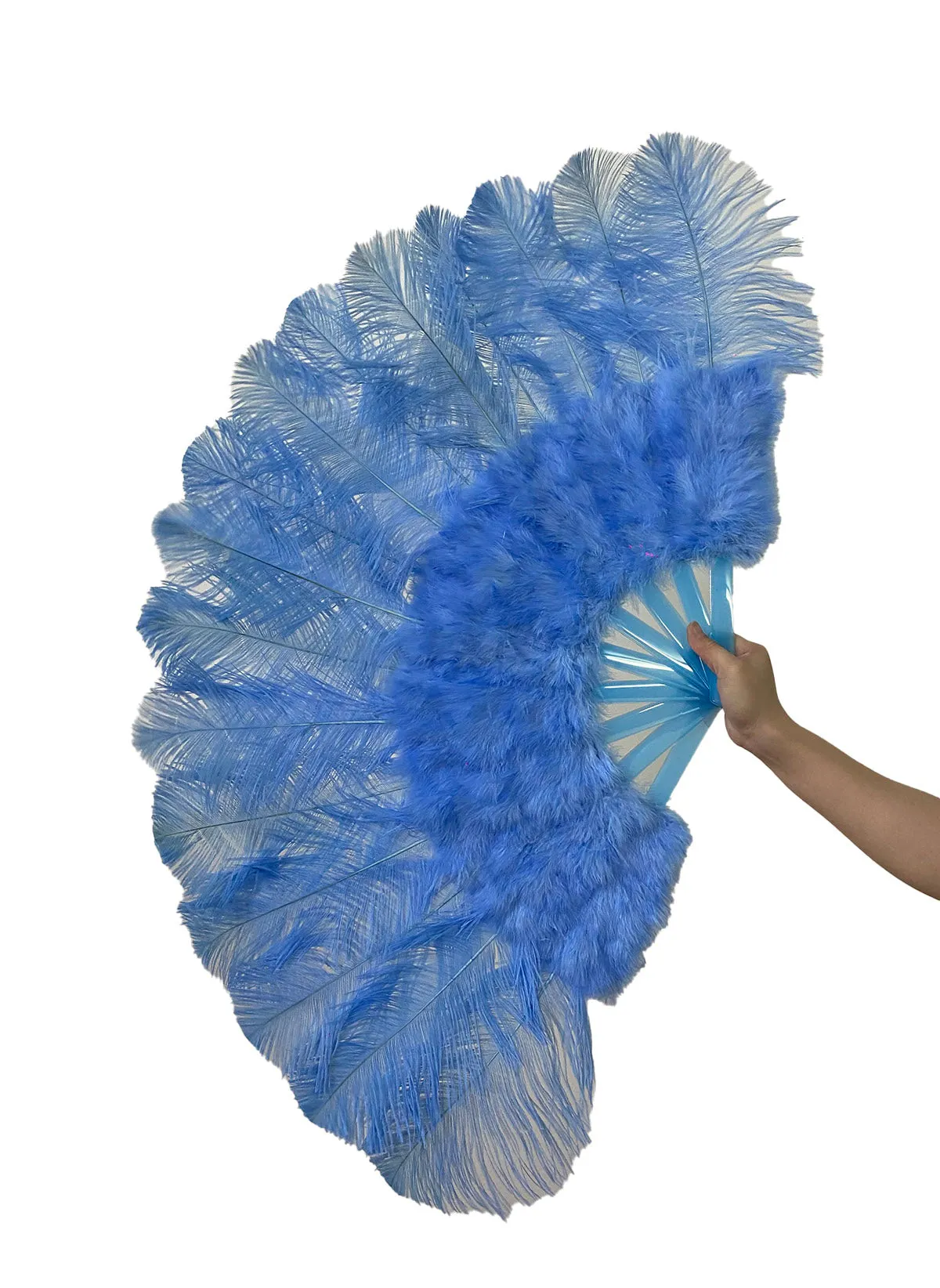 sky blue Marabou Ostrich Feather fan 21"x 38"