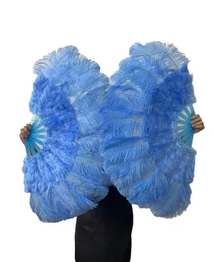 sky blue Marabou Ostrich Feather fan 21"x 38"