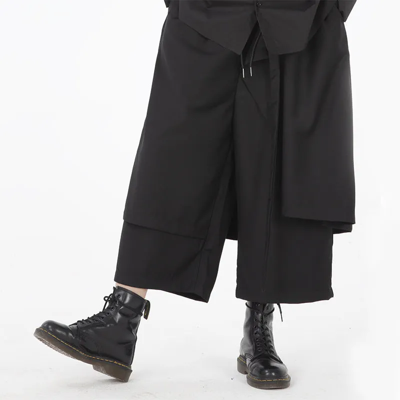 Solid Color Casual Wide Leg Culottes