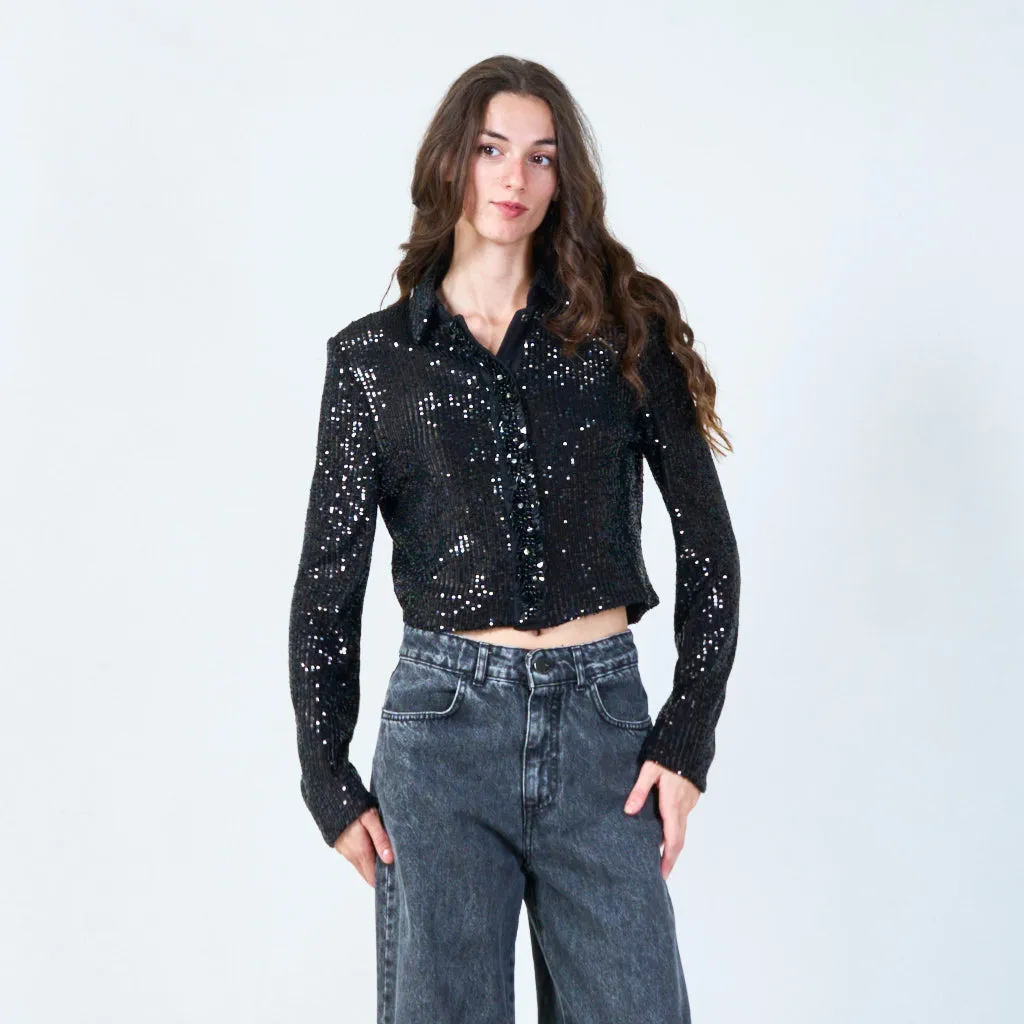 Sparkling sequin cropped jacket wholesale