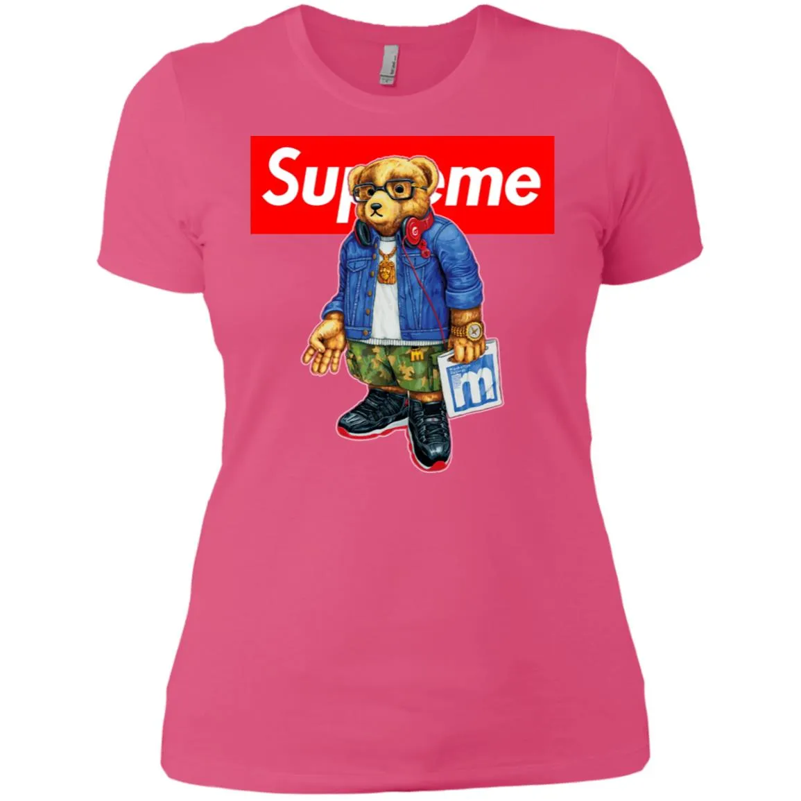 Supreme Bear Style Music T-shirt Women Cotton T-Shirt