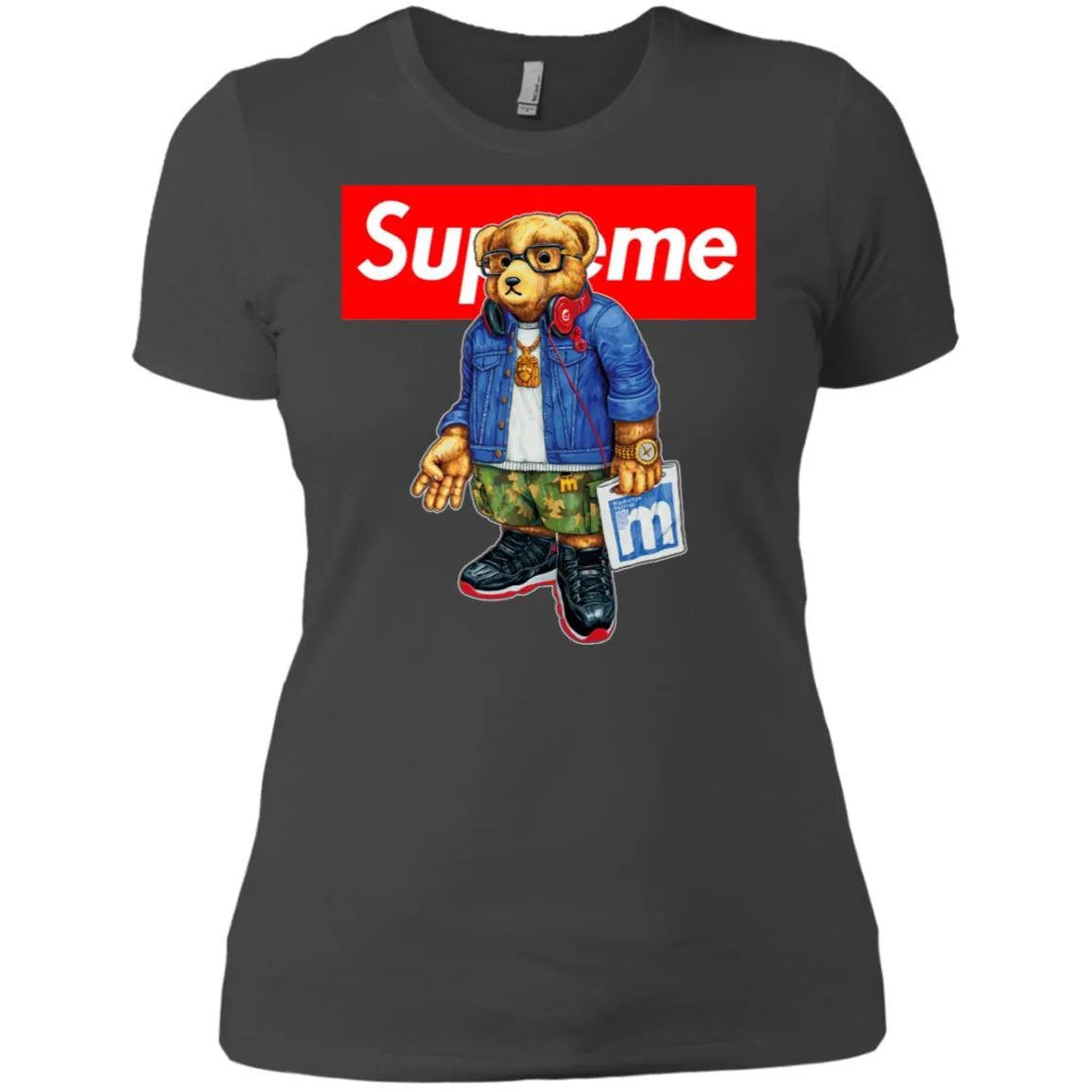 Supreme Bear Style Music T-shirt Women Cotton T-Shirt