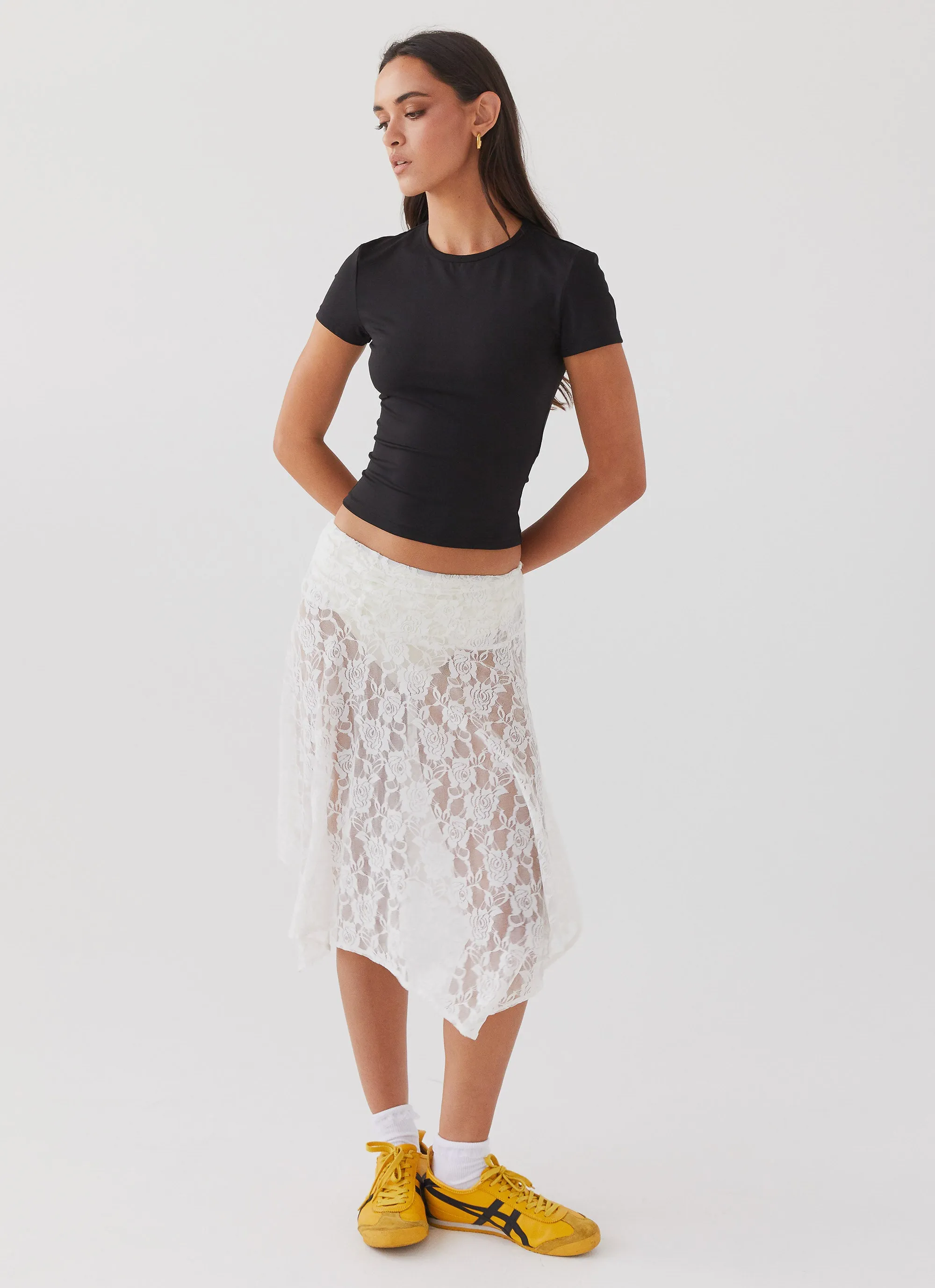 Sweet Nothing Lace Midi Skirt - White