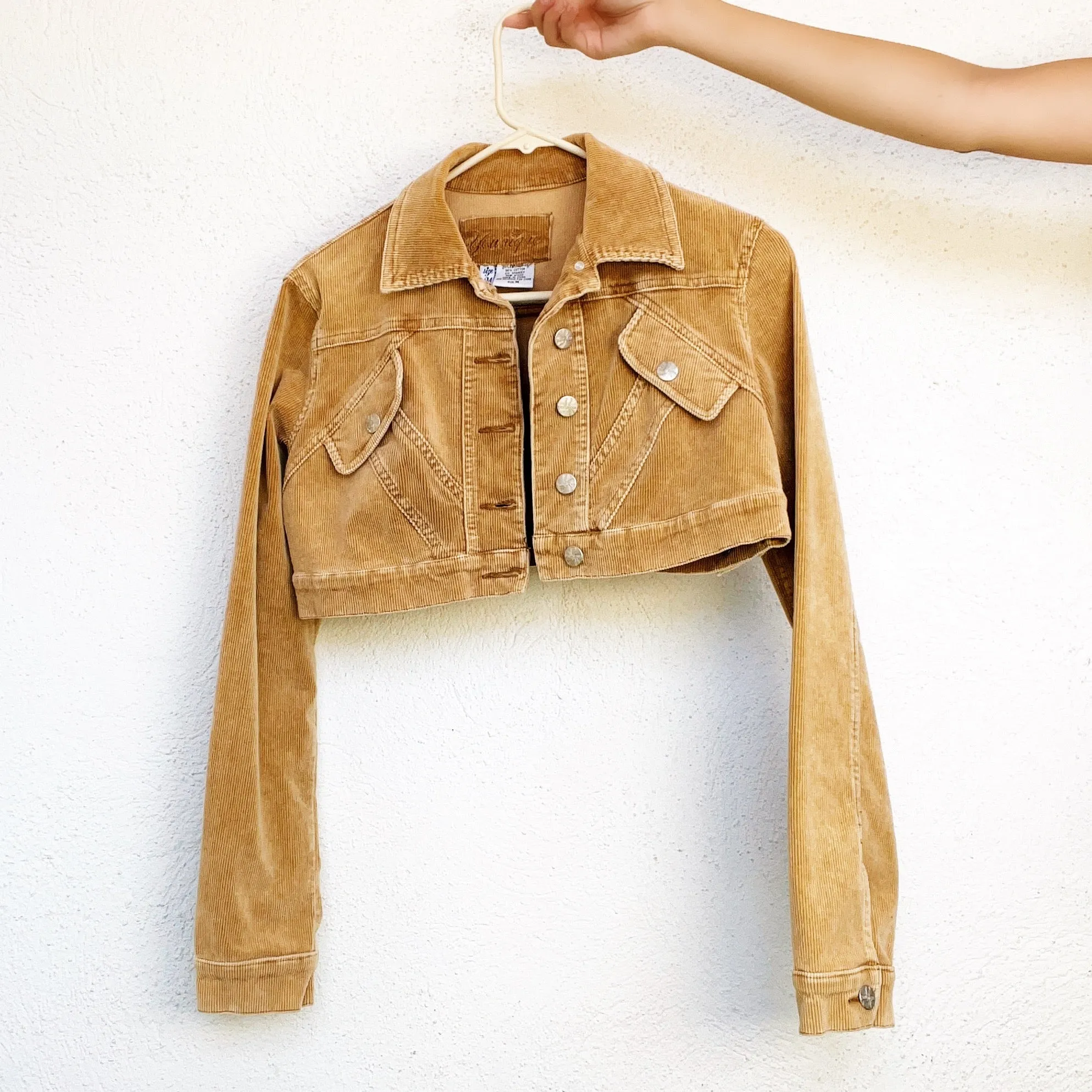 Tan Cropped Corduroy Jacket