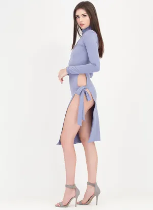 To Tie For Mockneck Slit Dress