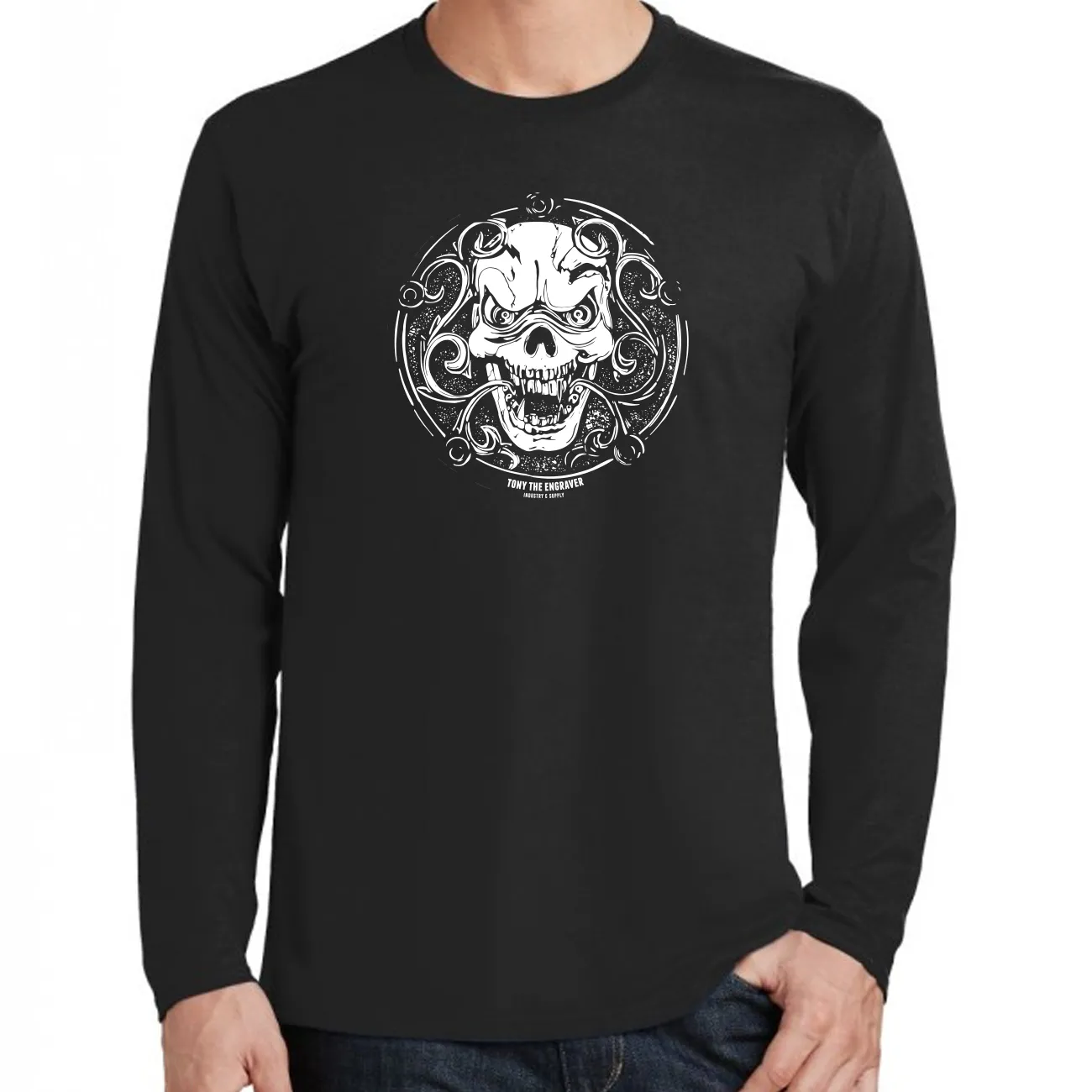 TONY THE ENGRAVER'S SKULL LONG SLEEVE T-SHIRT