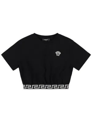 Versace   Cotton jersey cropped t-shirt 