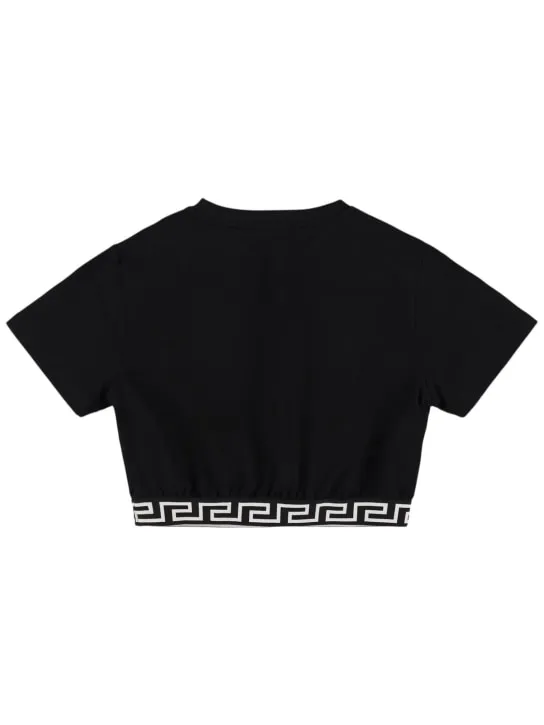 Versace   Cotton jersey cropped t-shirt 