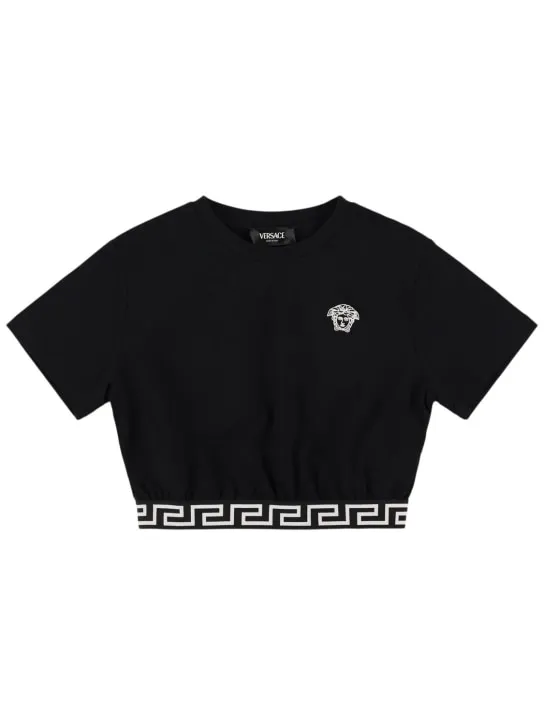 Versace   Cotton jersey cropped t-shirt 