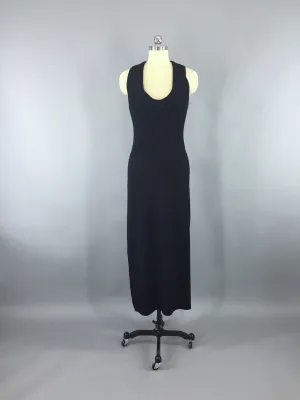 Vintage 1990s St. John Knits Black Maxi Sweater Dress